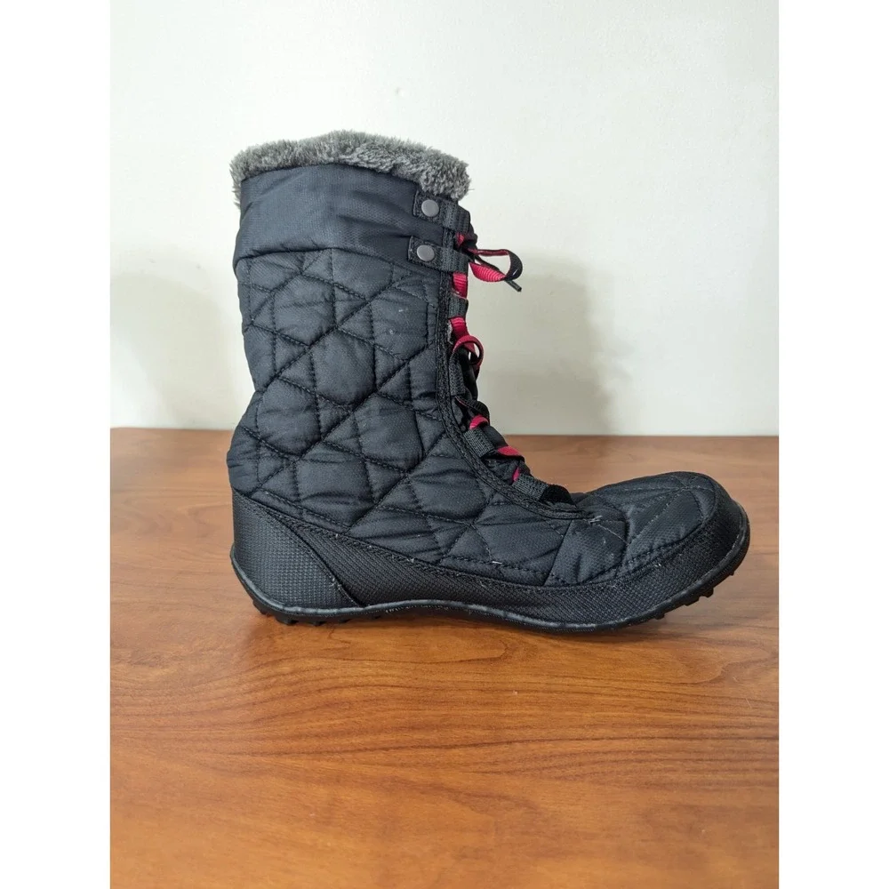 EUC Columbia Omni Grip Youth‎ Girls Minx Boots Black Pink Waterproof 6
